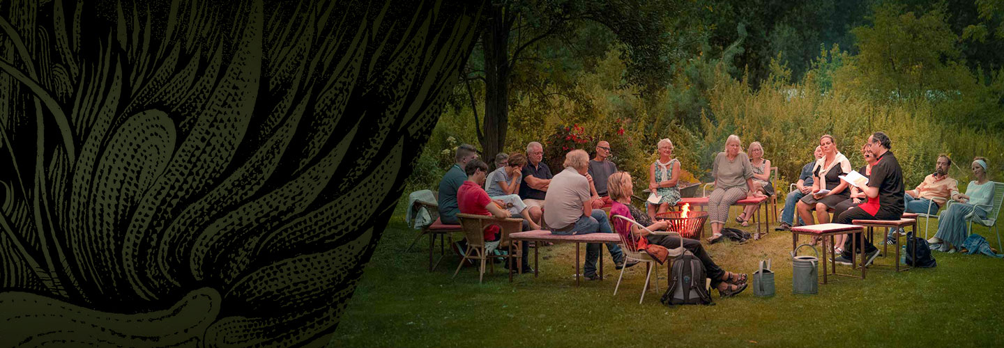 LiteraturGarten im Refugium von Neu-Ulm,. Florian L. Arnold präsentiert Literatur über besondere Gärten, wilde Natur und freches Grün.